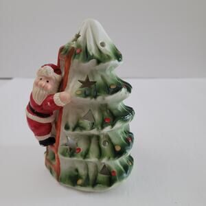Festive Santa Climbing Christmas Tree Tea Light Holder